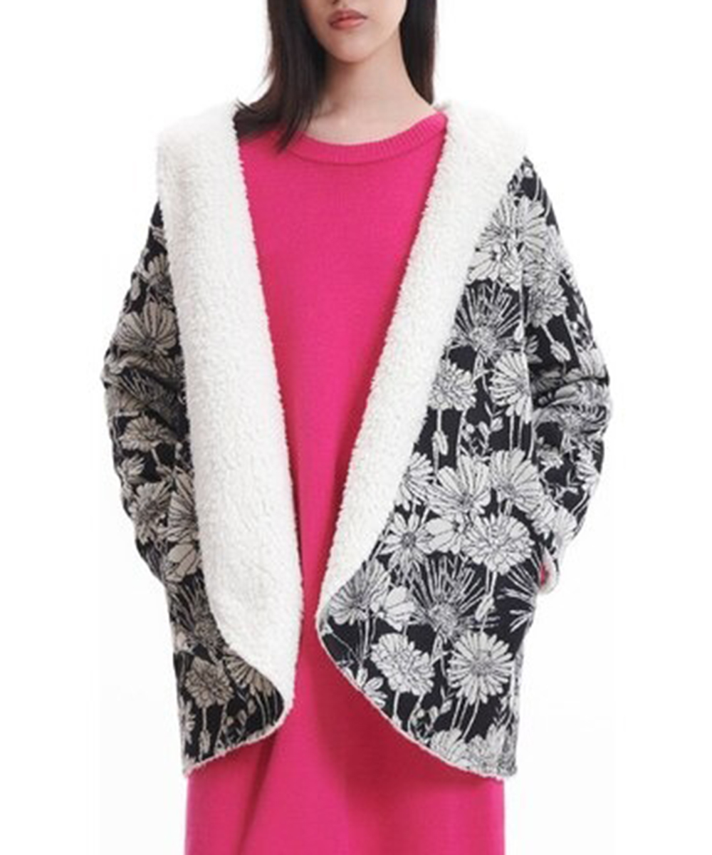 Cardigan reversibil Reserved, alb/negru, S