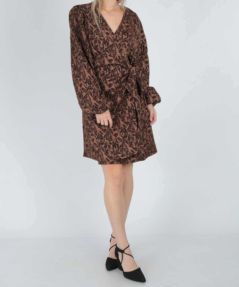 Rochie scurta Pieces, maro, S
