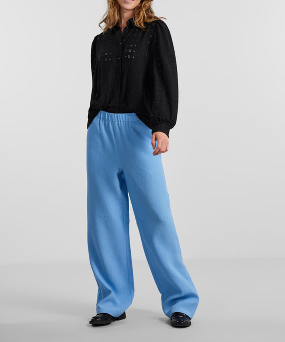 Pantaloni Pieces, albastru, L