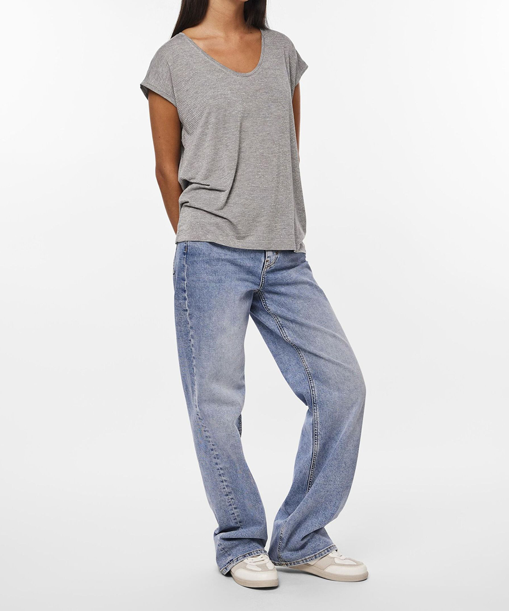 Tricou Pieces, gri, M