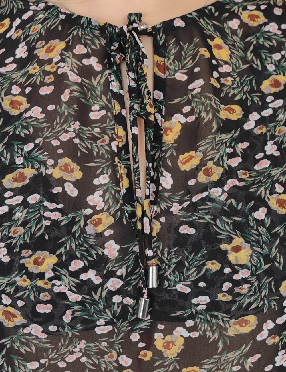 Camasa Q/S, negru floral - 1 | YEO