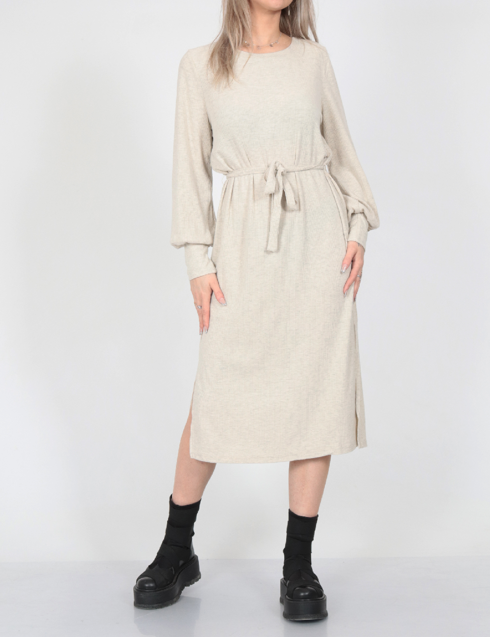 Rochie medie Ichi, ecru