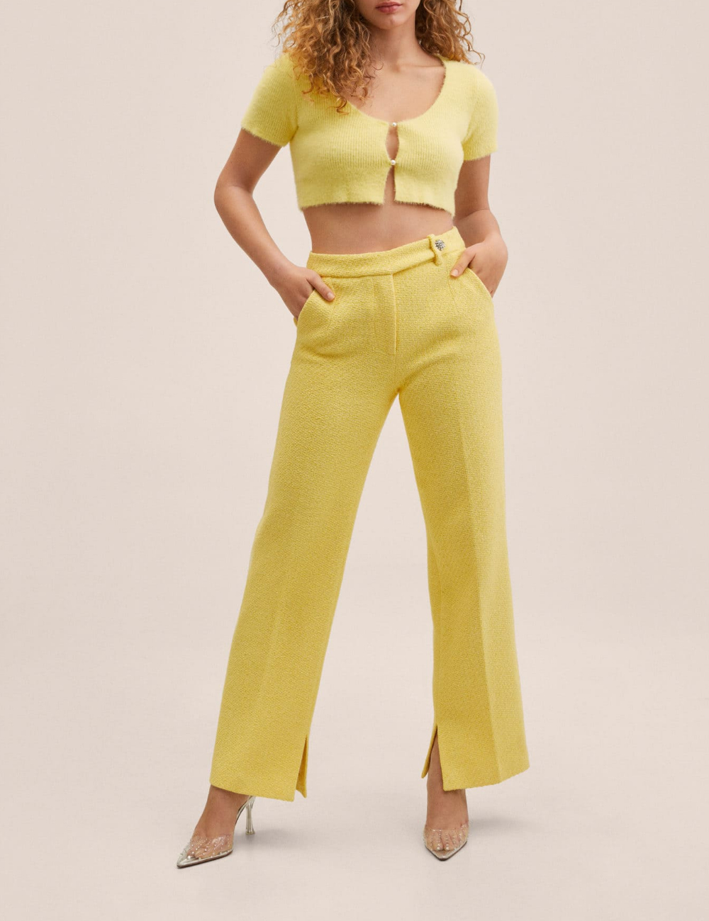 Pantaloni Mango, galben