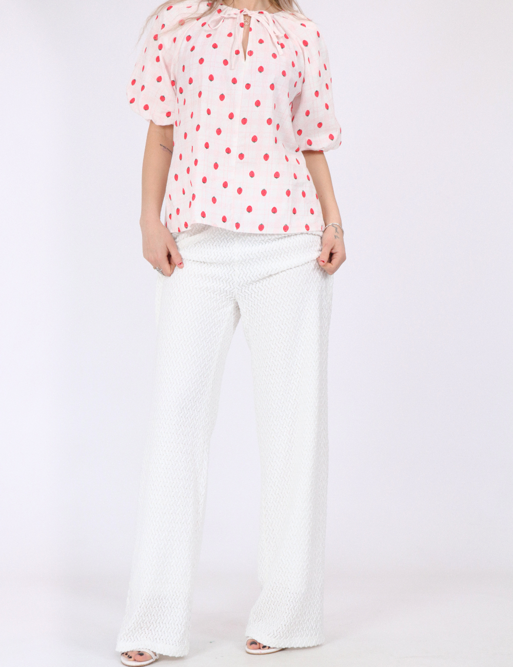 Pantaloni Pieces, alb