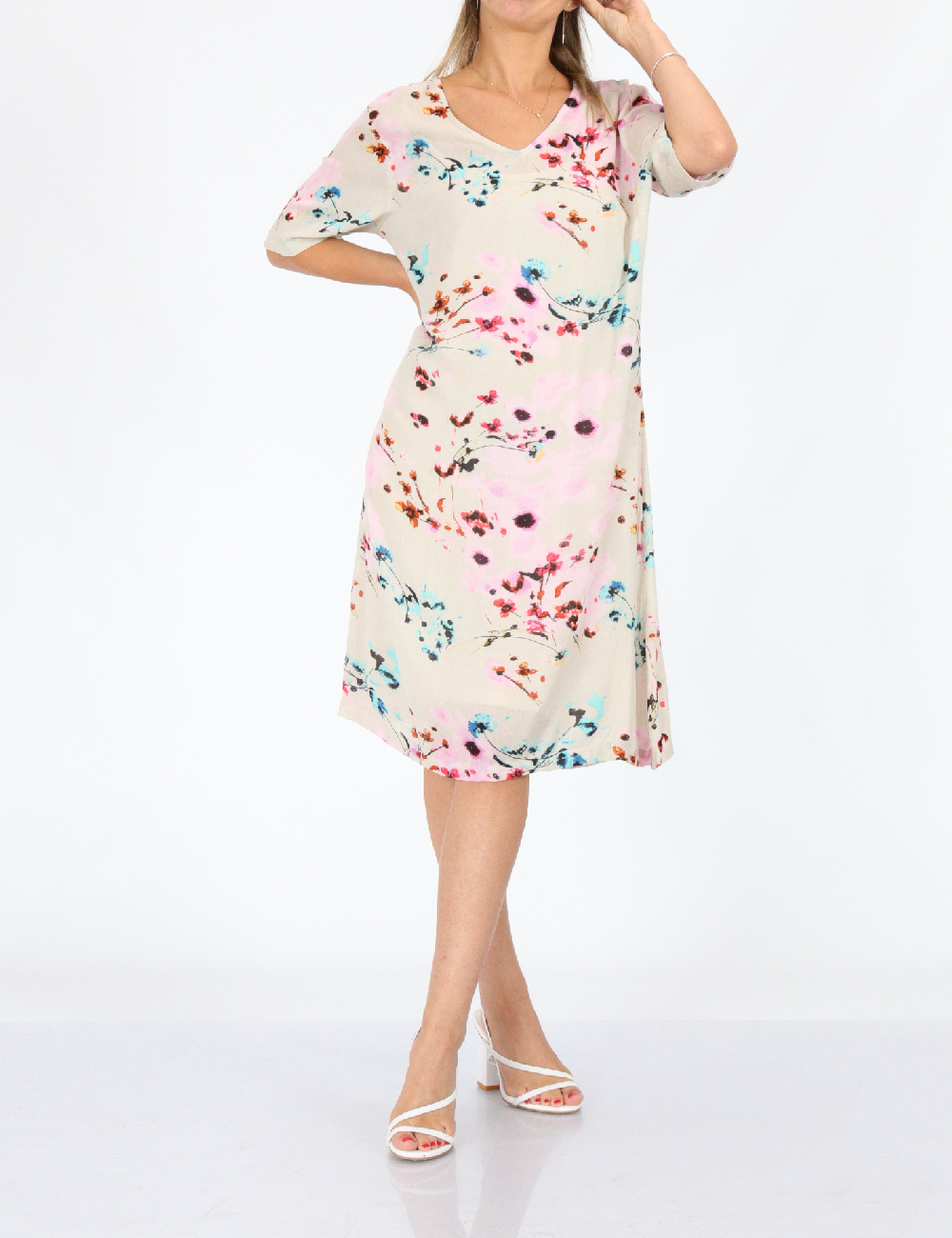 Rochie scurta Cream, floral