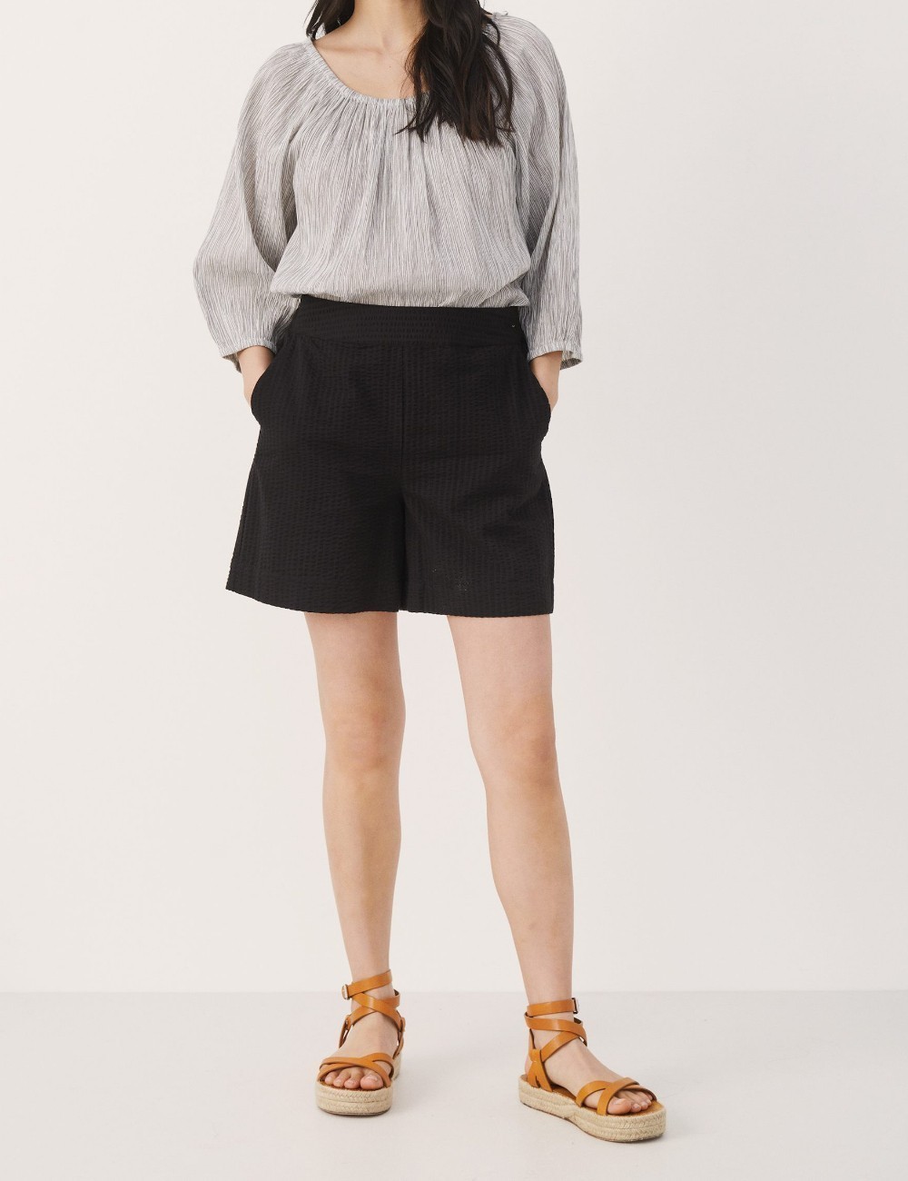Pantaloni scurti Part Two, negru - 1 | YEO