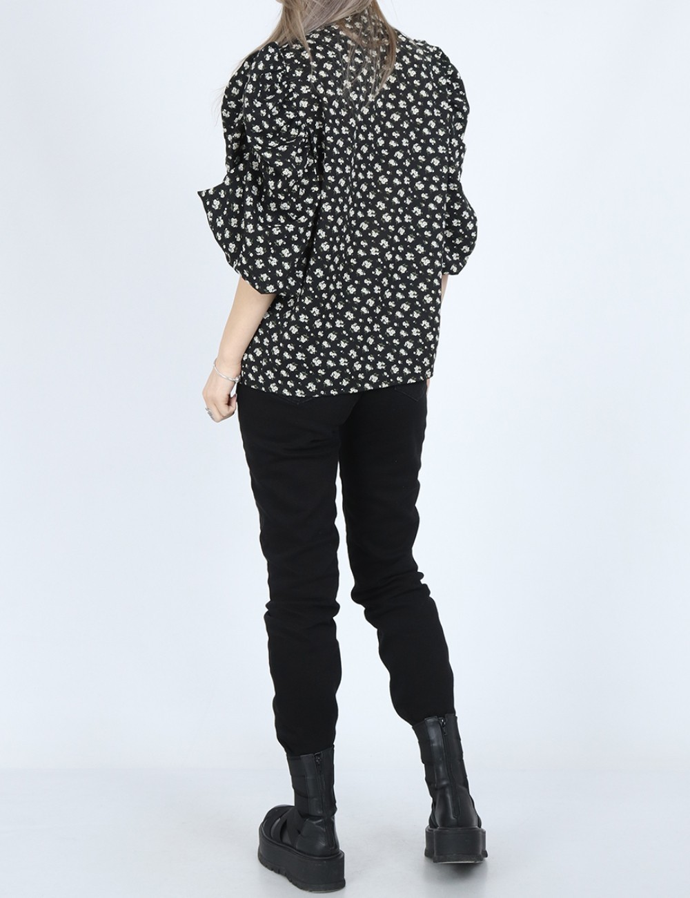 Camasa b.young, negru floral - 1 | YEO
