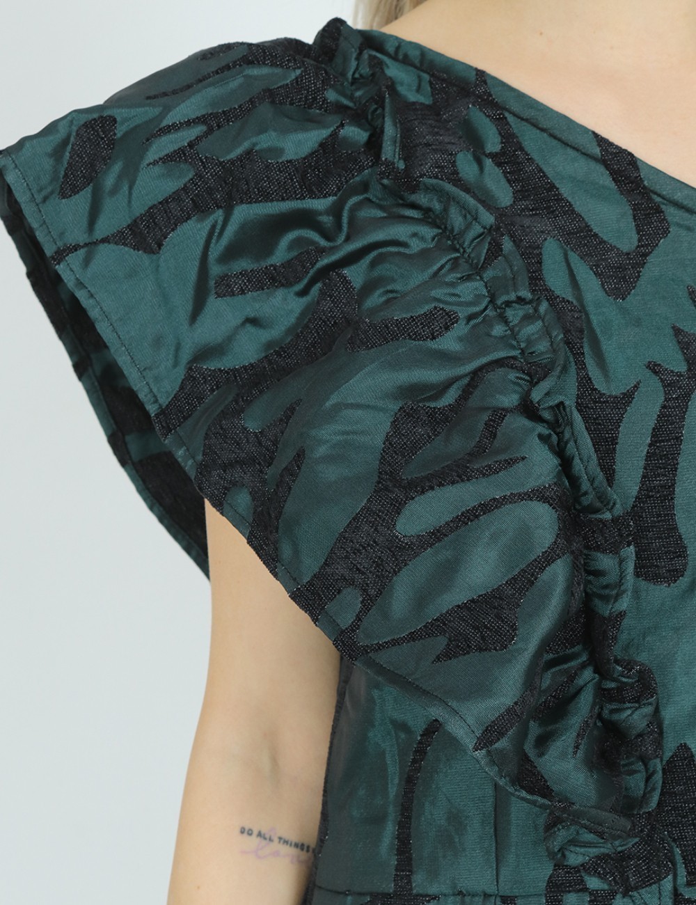 Rochie scurta Fransa, verde - 1 | YEO