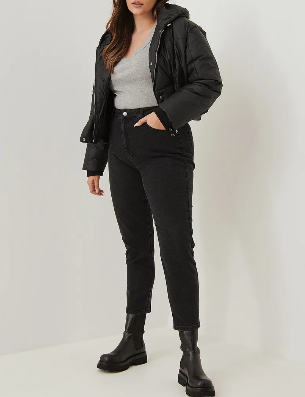 Geaca NA-KD Plus Size, negru
