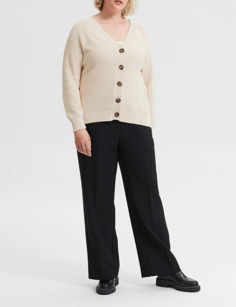 Cardigan Selected Femme Plus Size, crem