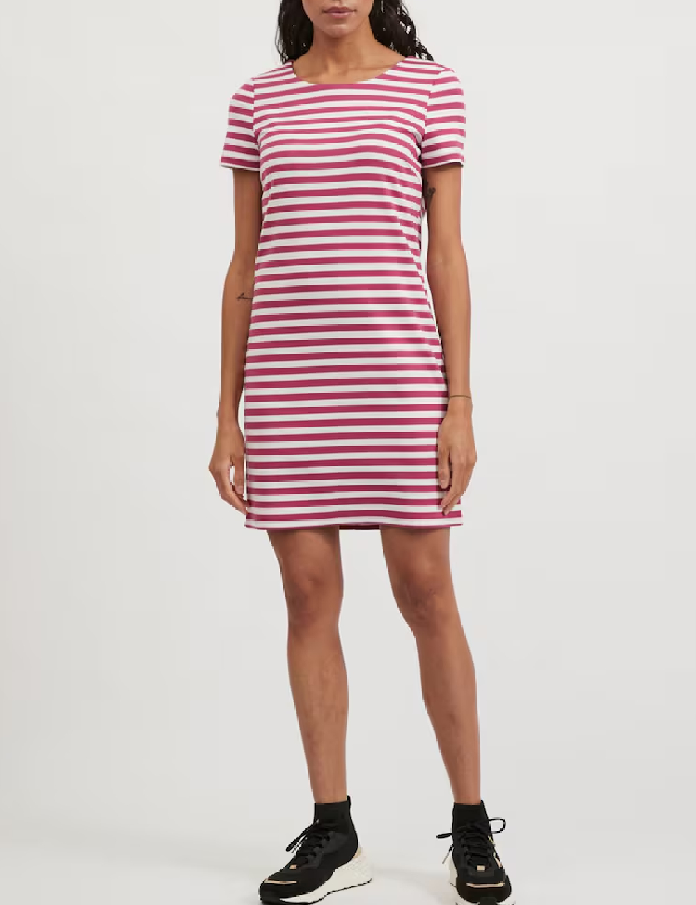 Rochie scurta Vila, roz/alb