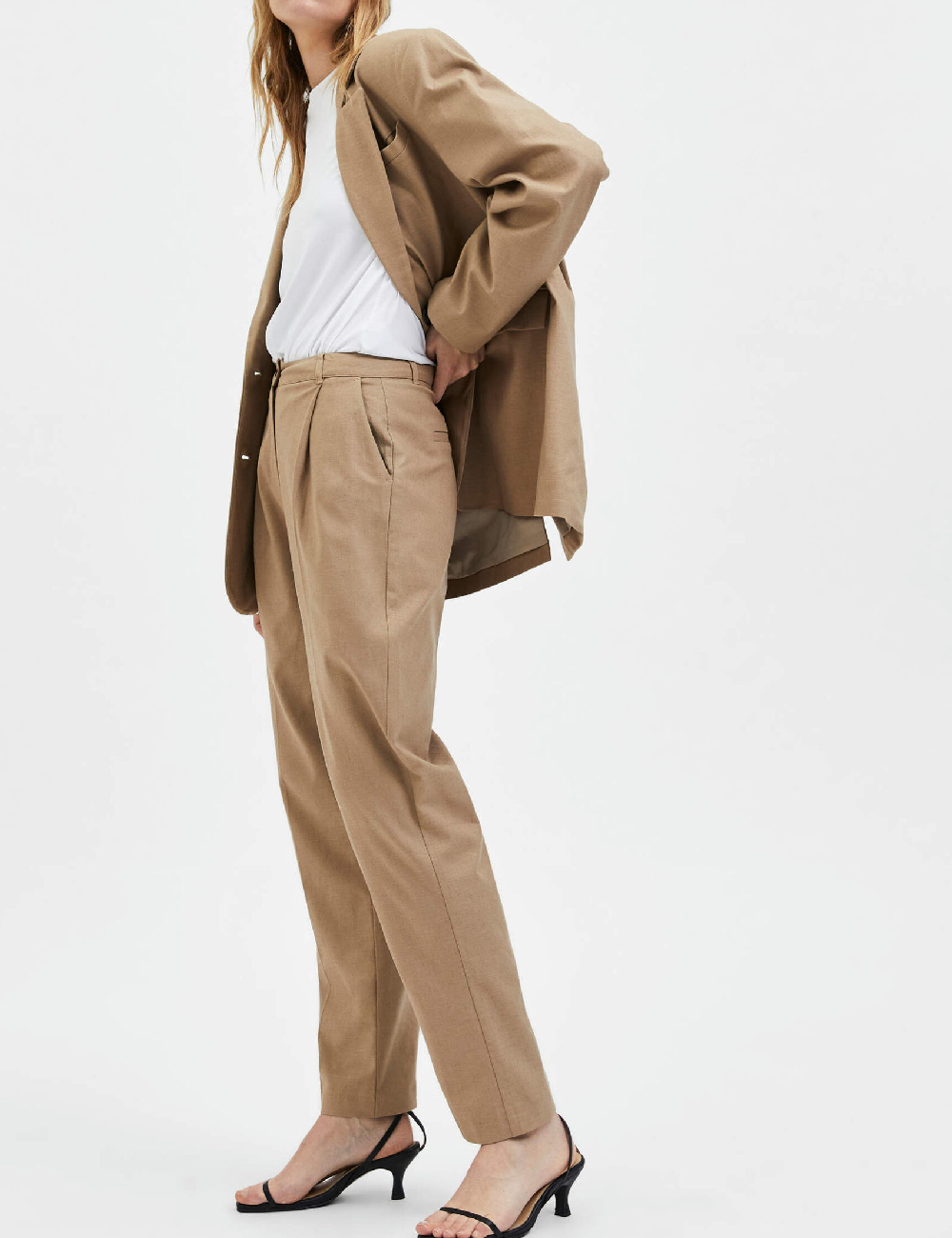 Pantaloni Selected Femme, maro