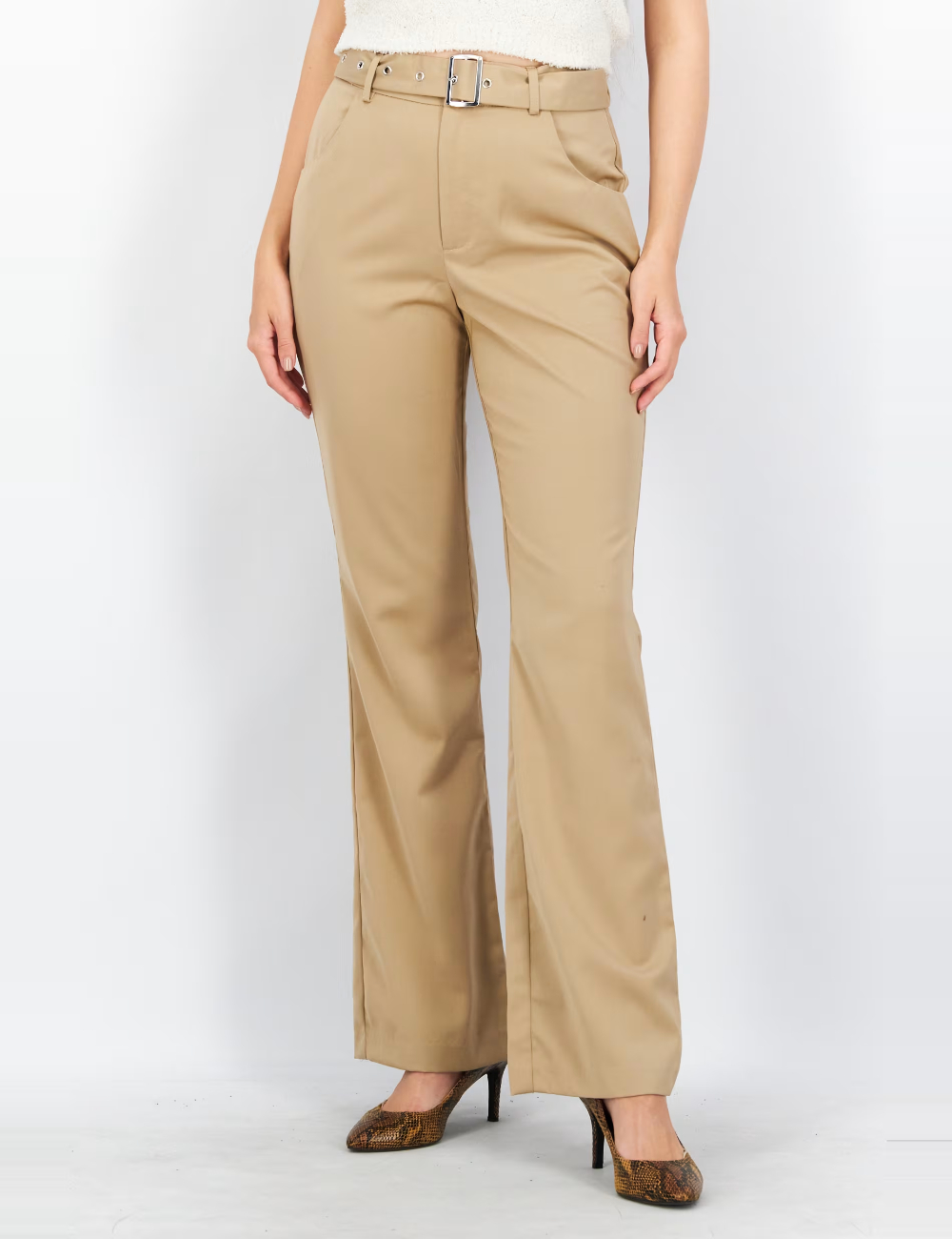Pantaloni NA-KD, maro deschis