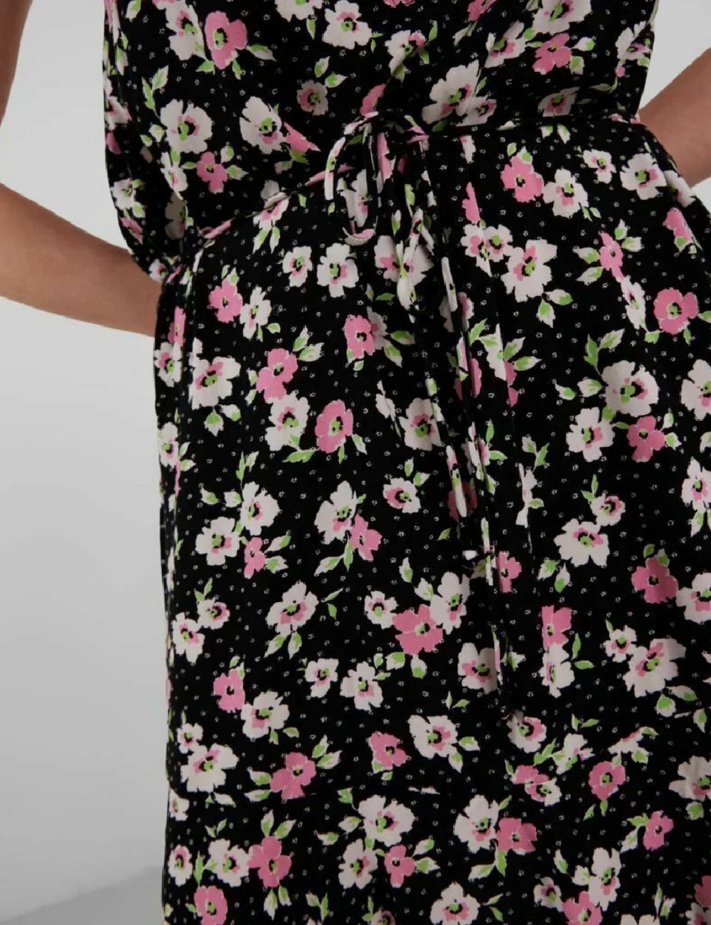 Rochie scurta Pieces, negru floral - 1 | YEO