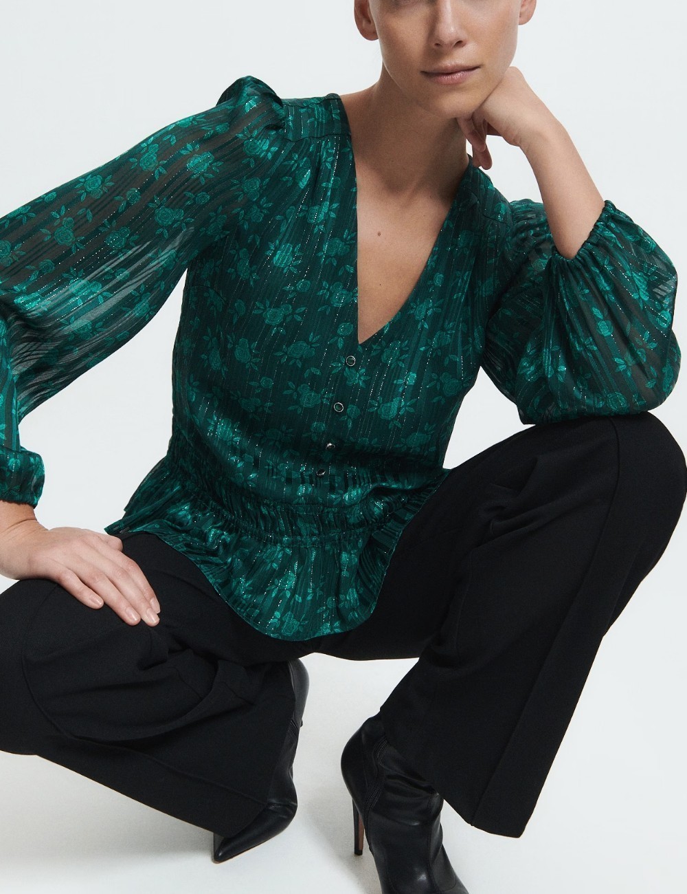 Bluza Reserved, verde inchis - 1 | YEO