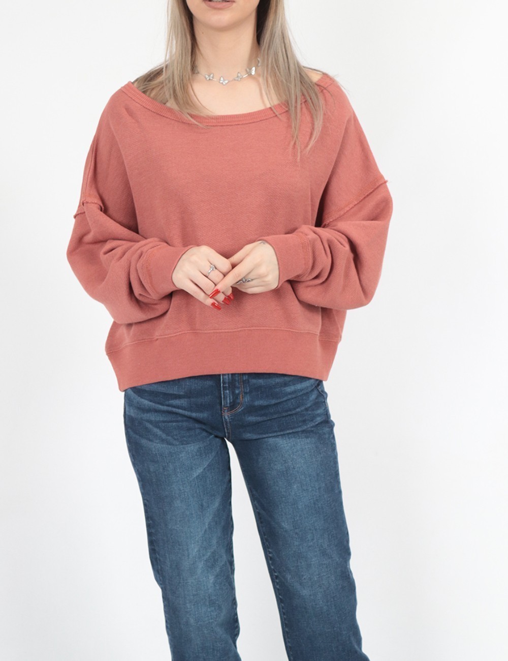 Bluza American Eagle, roz pudra inchis - 1 | YEO