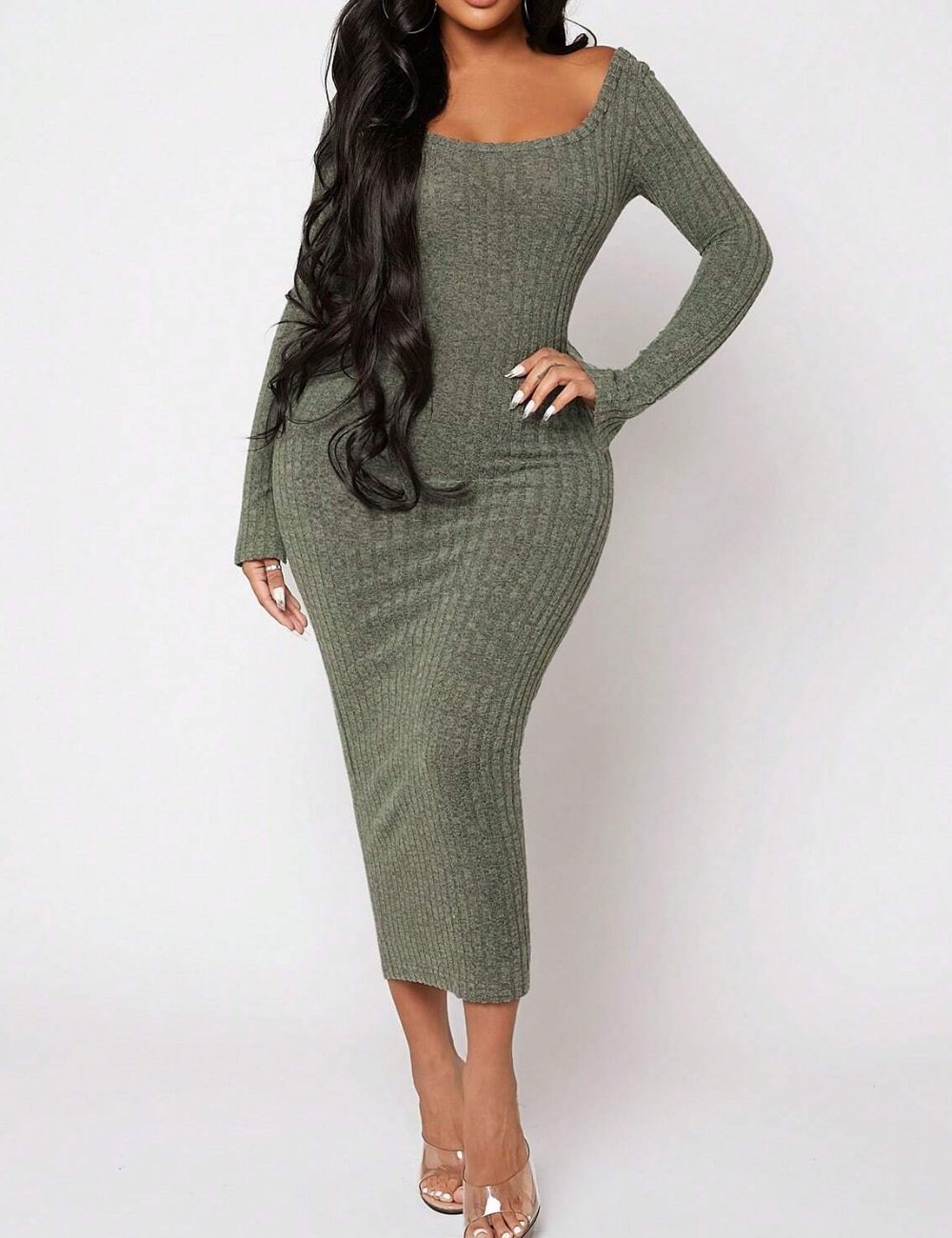 Rochie lunga SHEIN, verde
