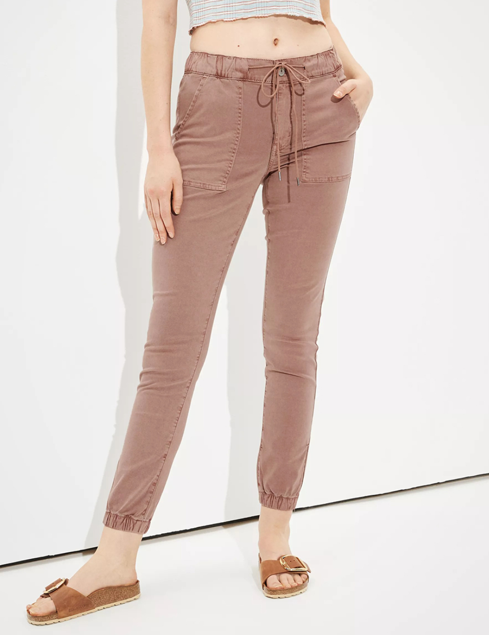 Pantaloni American Eagle, roz pudra