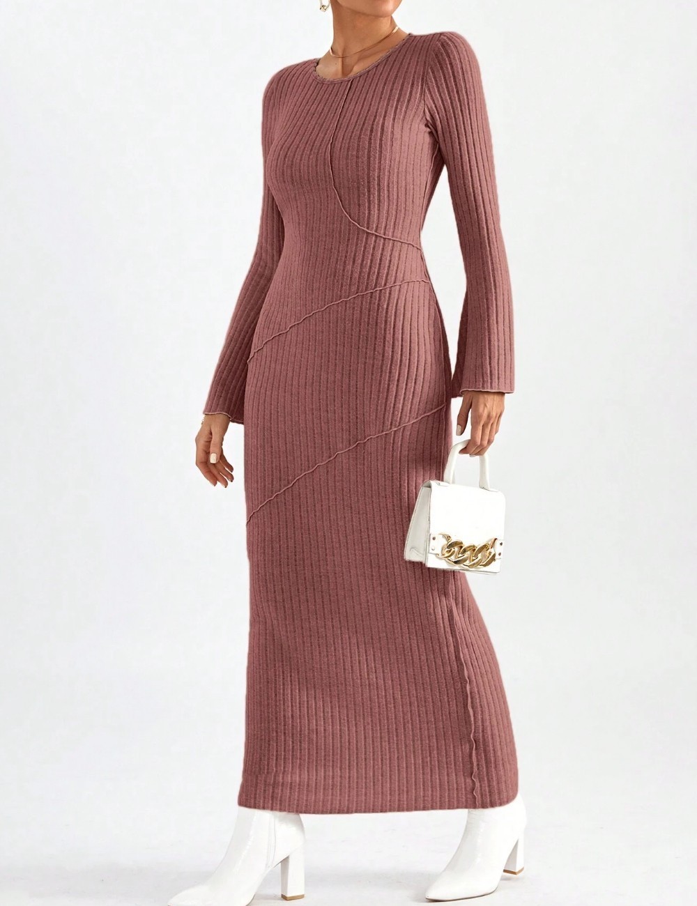 Rochie lunga SHEIN, roz pudra - 1 | YEO