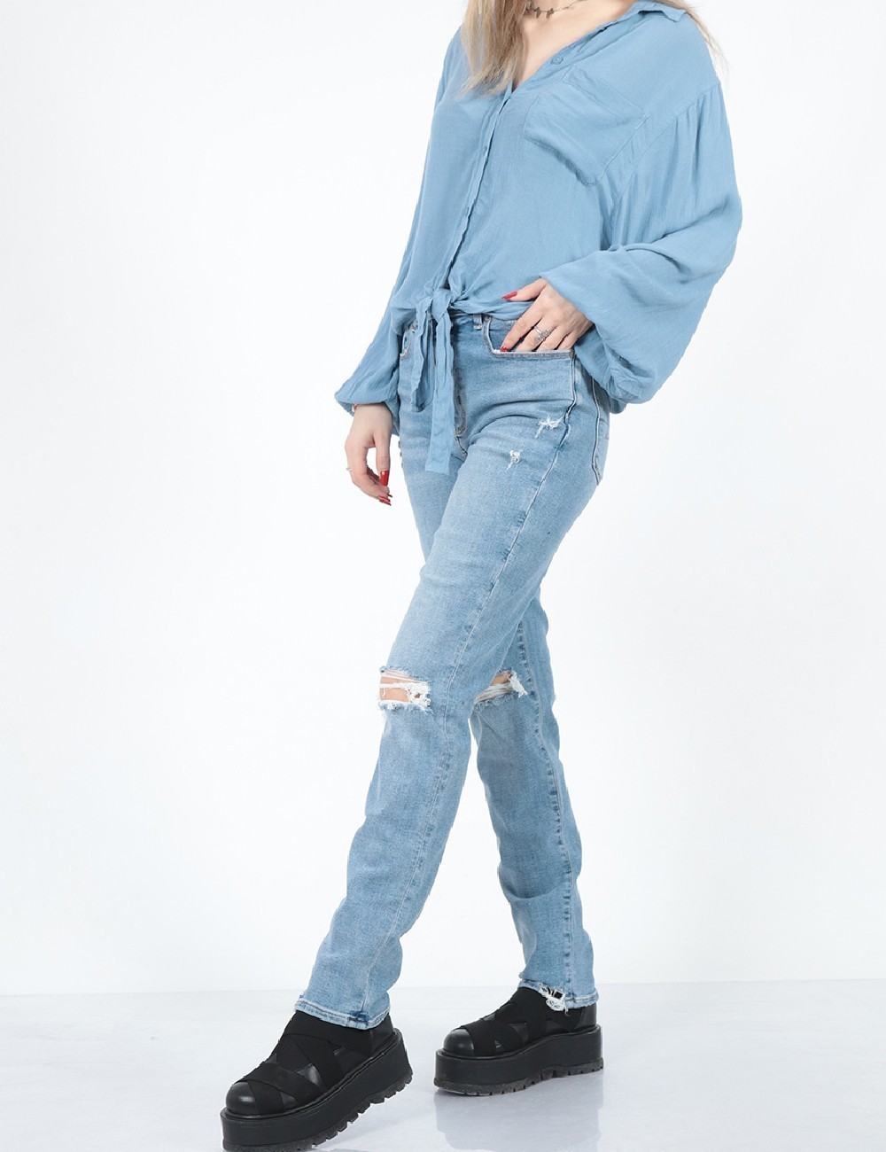 Blugi American Eagle, albastru - 1 | YEO