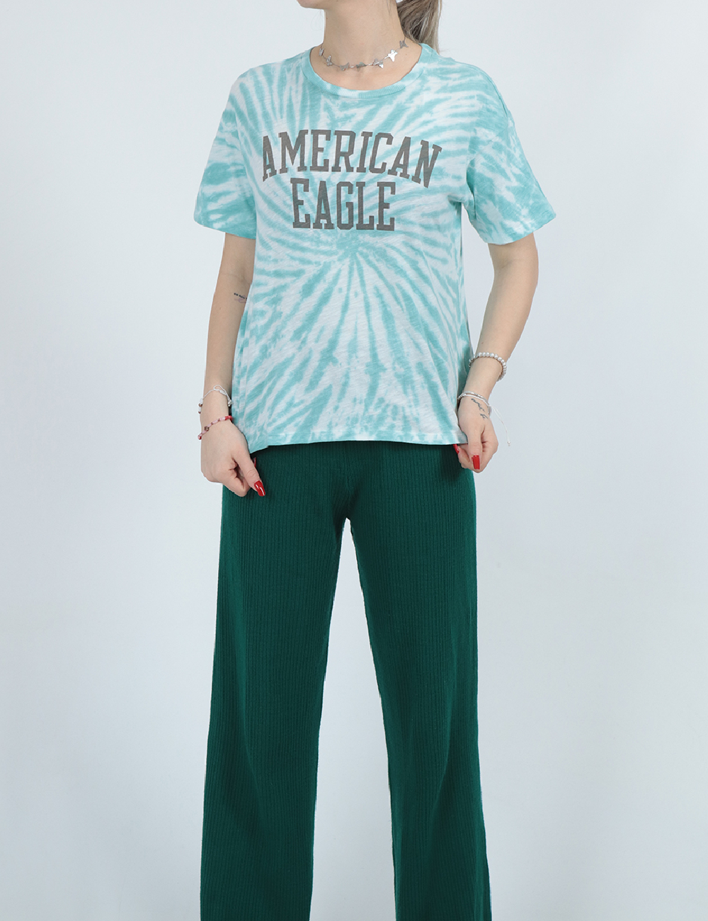 Tricou Oversize American Eagle, turcoaz