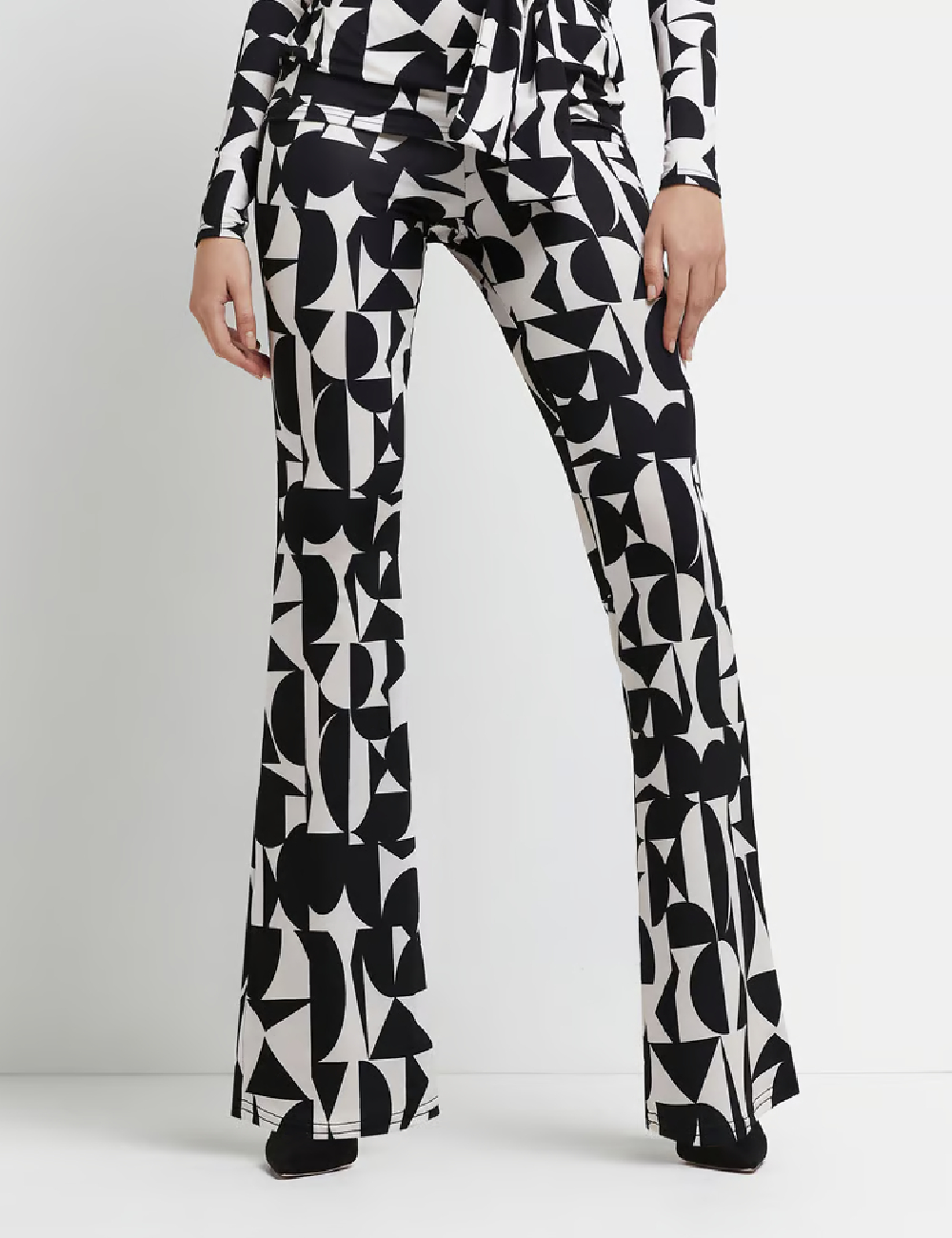 Pantaloni River Island, alb/negru