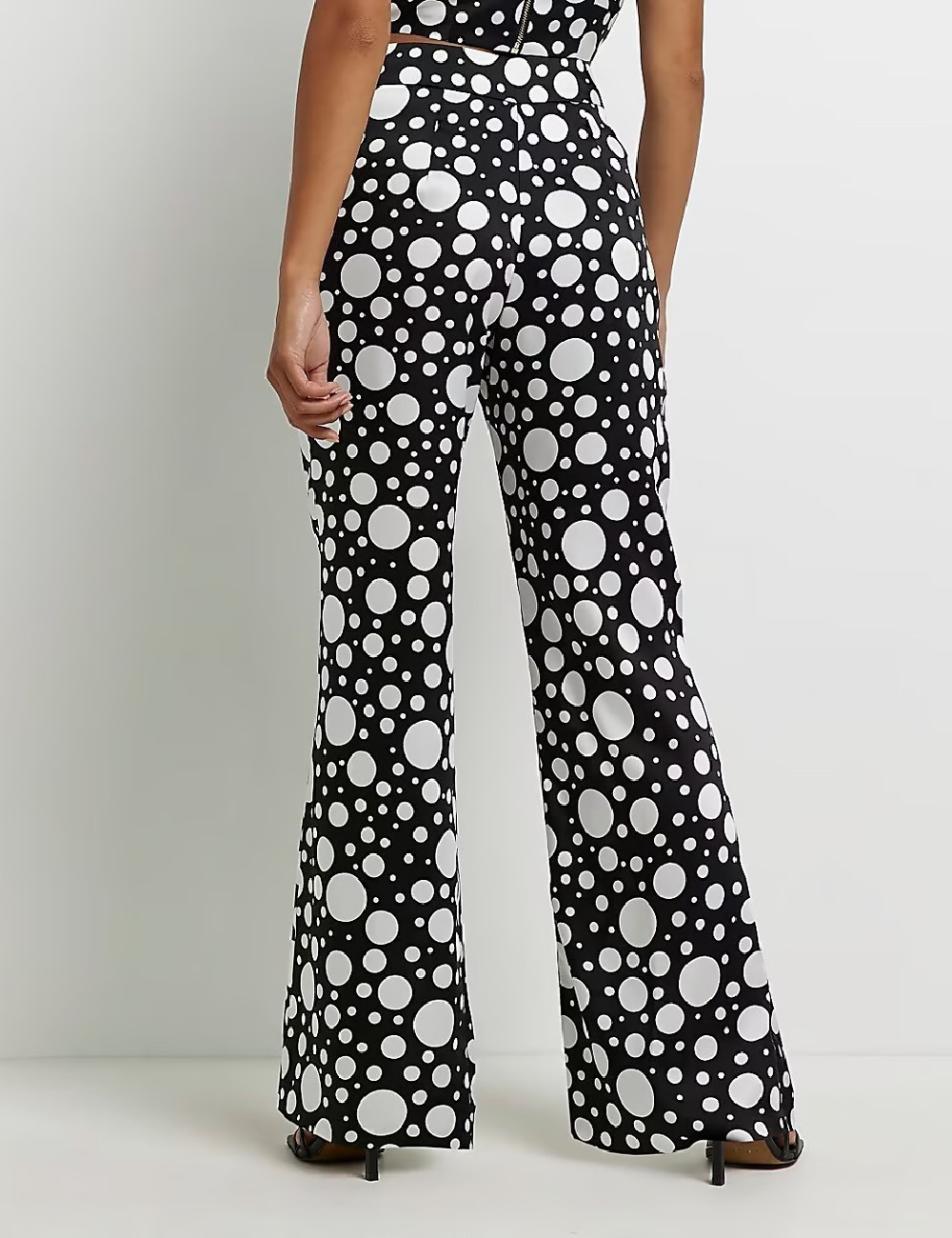 Pantaloni River Island, negru/alb - 1 | YEO