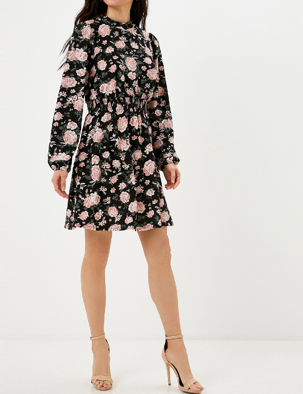 Rochie scurta River Island, negru floral