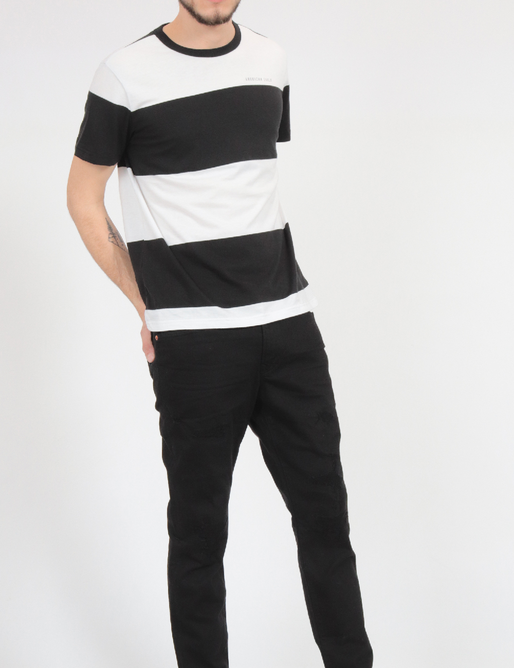 Tricou American Eagle, alb/negru