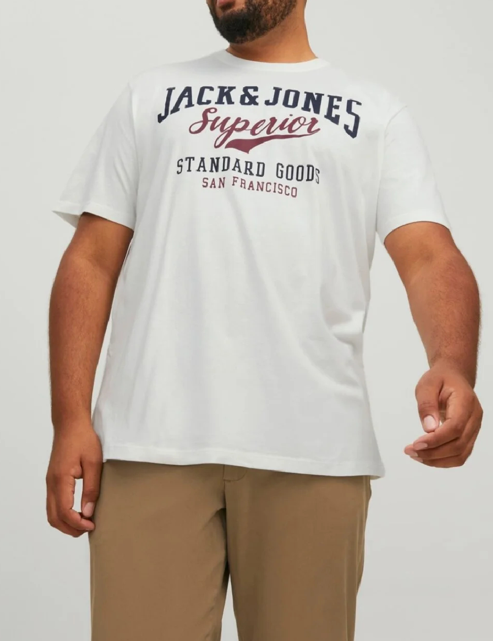 Tricou Jack&Jones Plus Size Men, alb