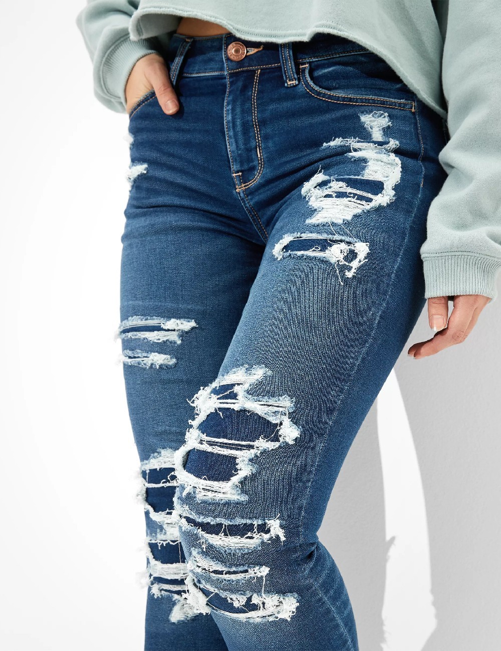 Blugi American Eagle, albastru - 1 | YEO