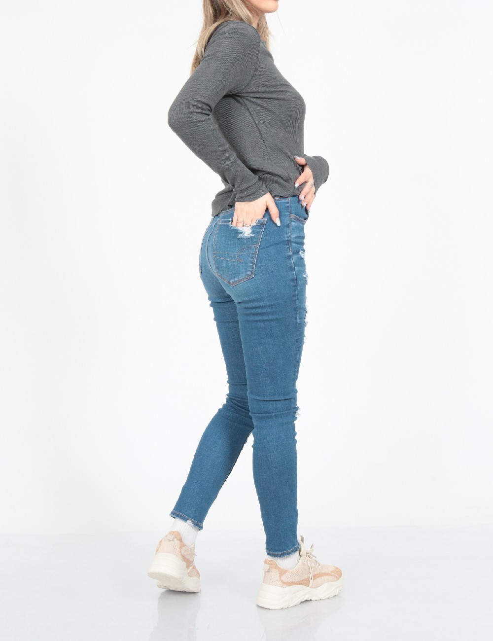 Blugi American Eagle, albastru - 1 | YEO