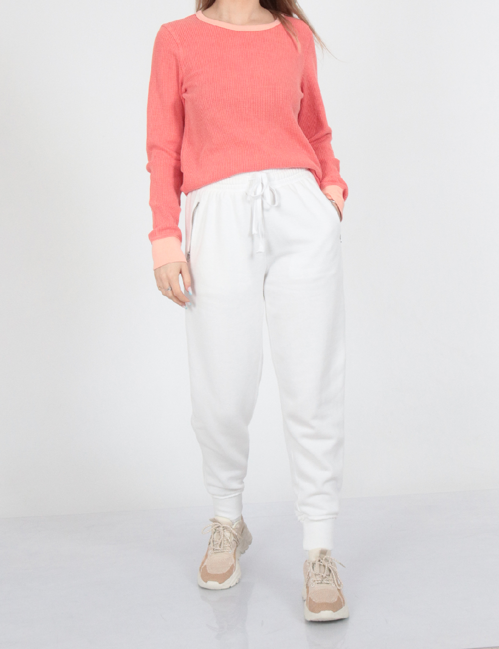Pantaloni Aerie, alb