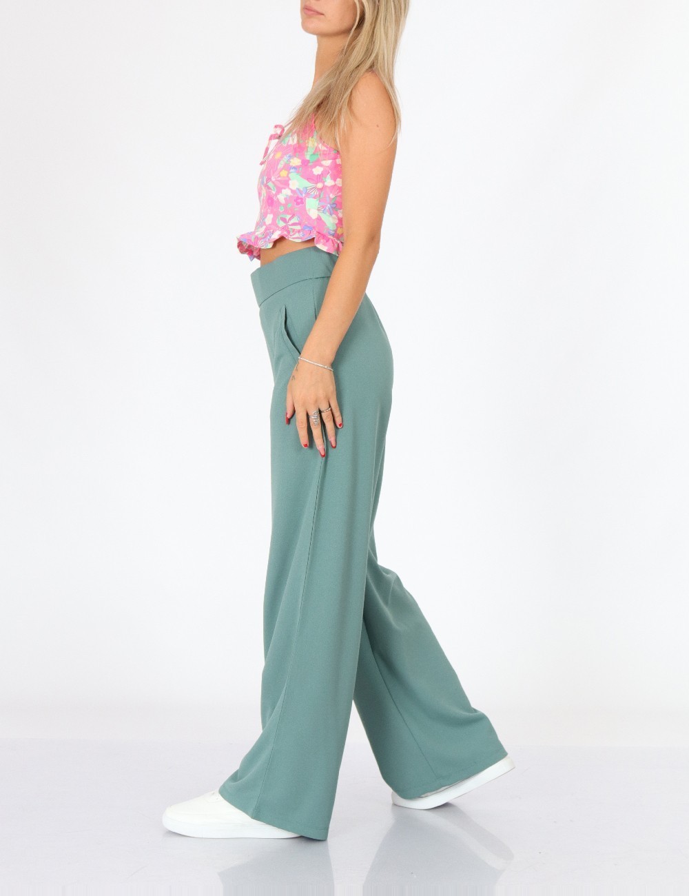 Pantaloni Jacqueline de Yong, verde - 1 | YEO