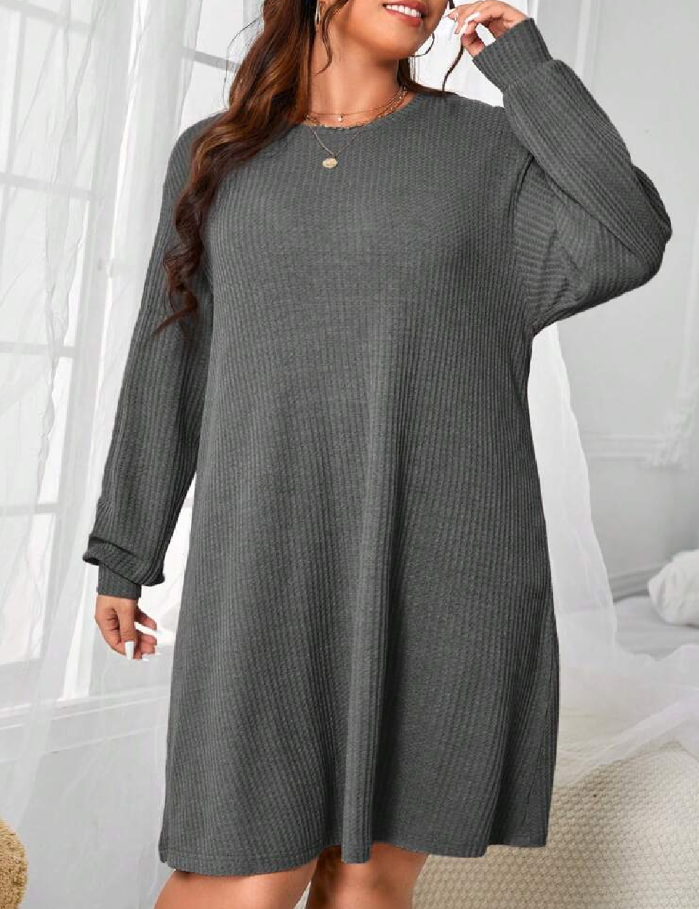 Rochie scurta SHEIN CURVE, gri