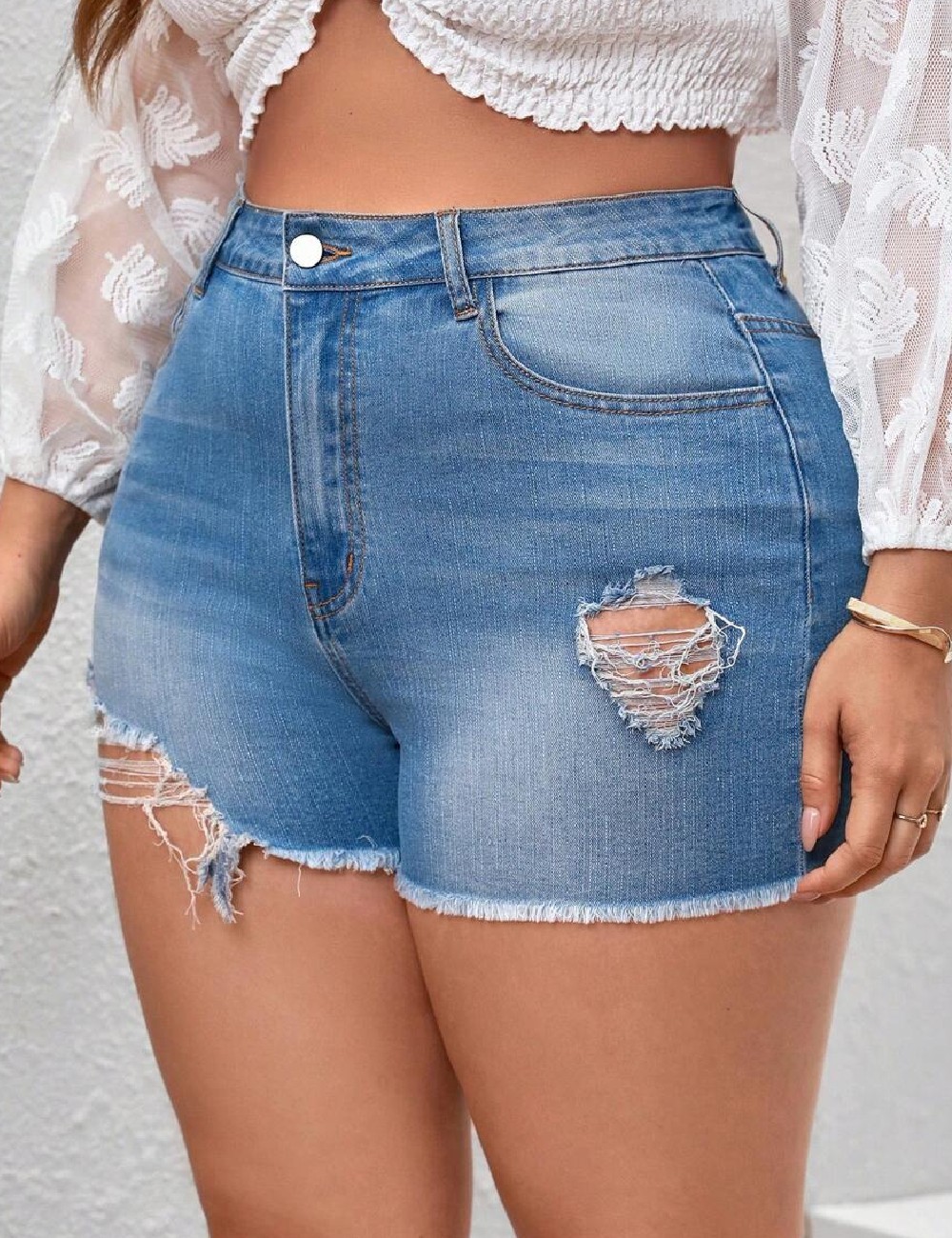 Pantaloni scurti SHEIN CURVE, albastru - 1 | YEO