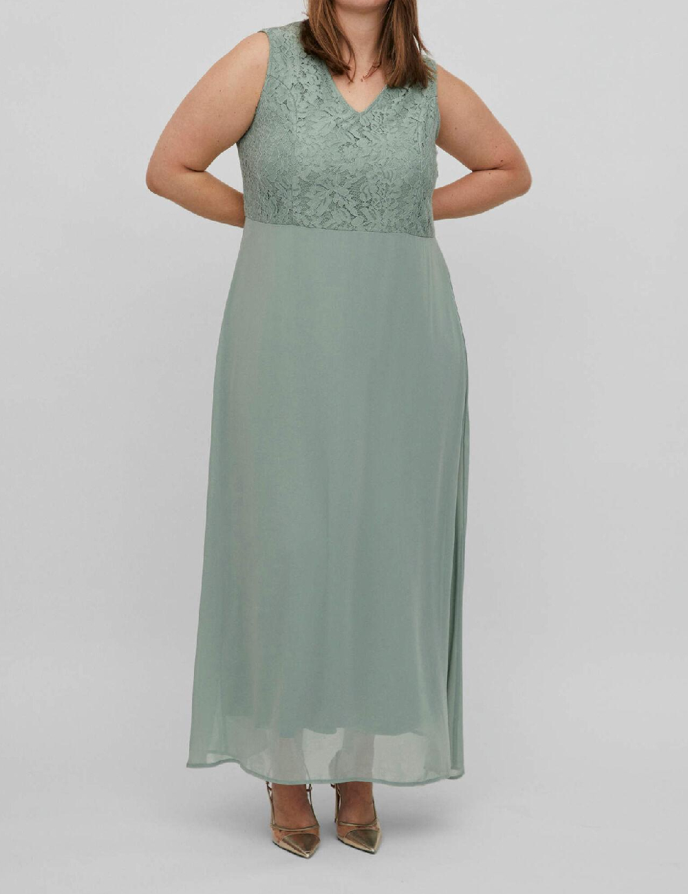 Rochie lunga Plus Size EVOKED VILA, verde - 1 | YEO