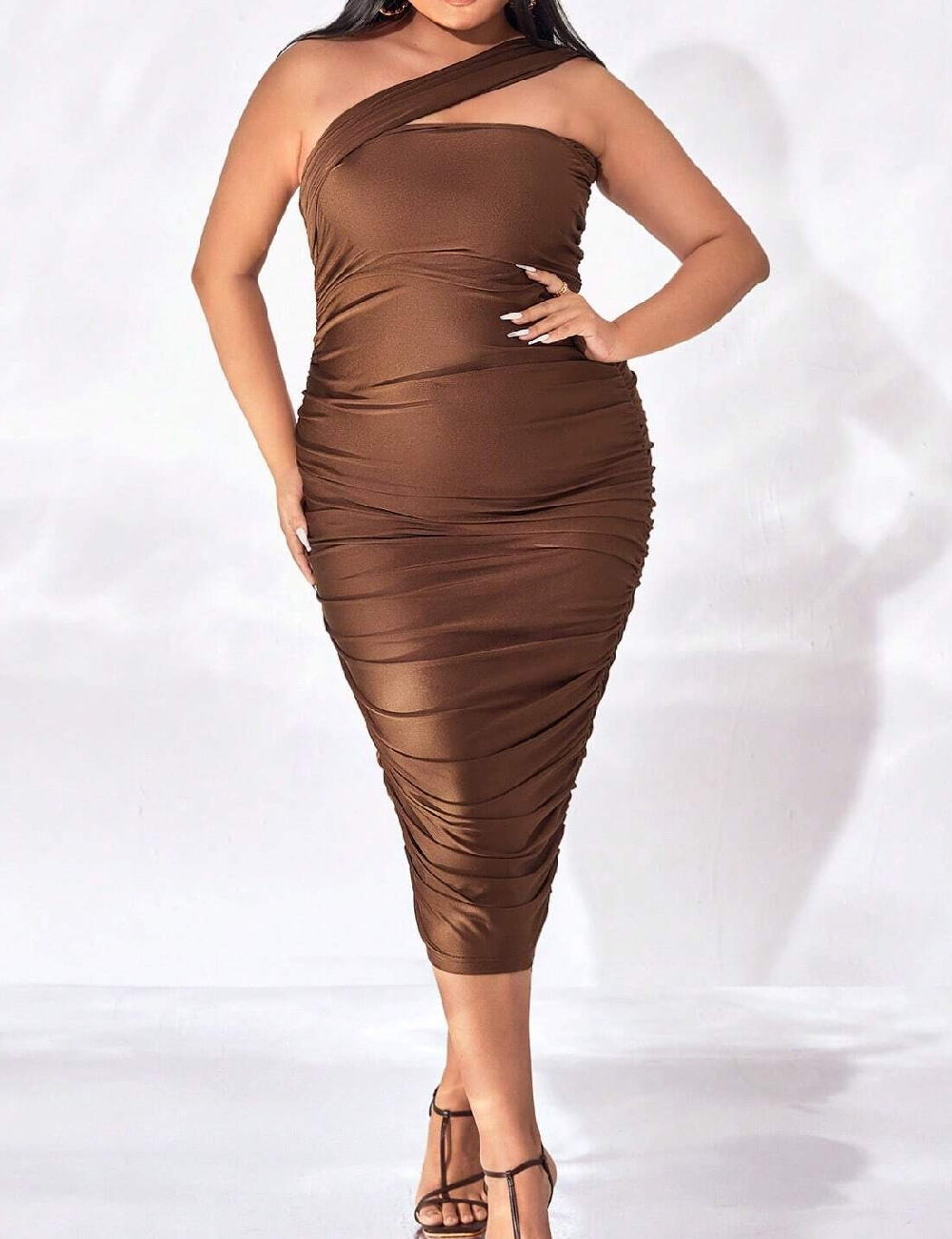 Rochie medie SHEIN CURVE, maro