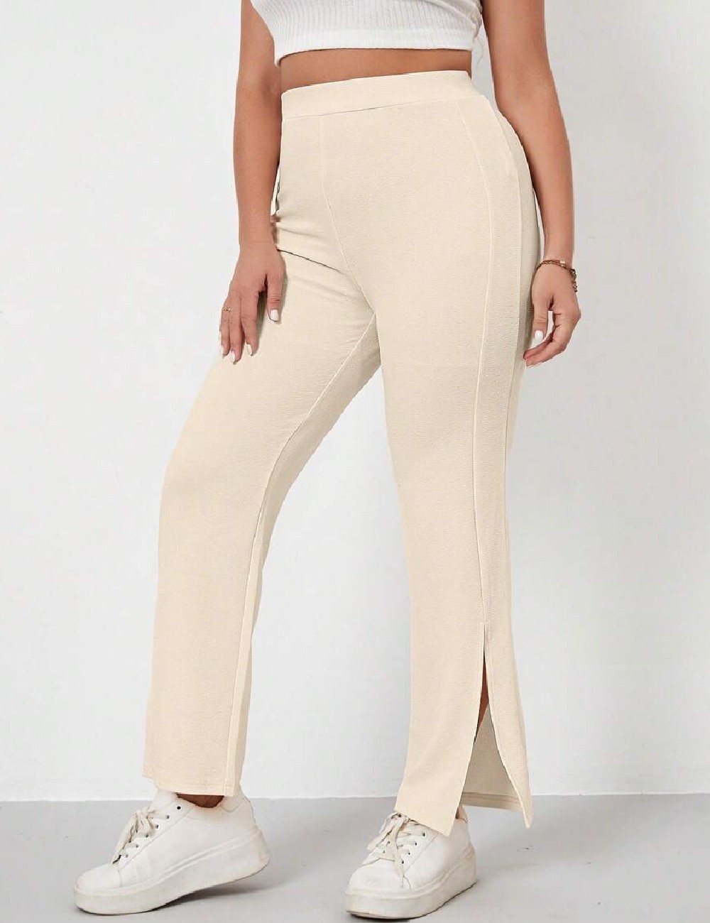 Pantaloni SHEIN CURVE, crem - 1 | YEO