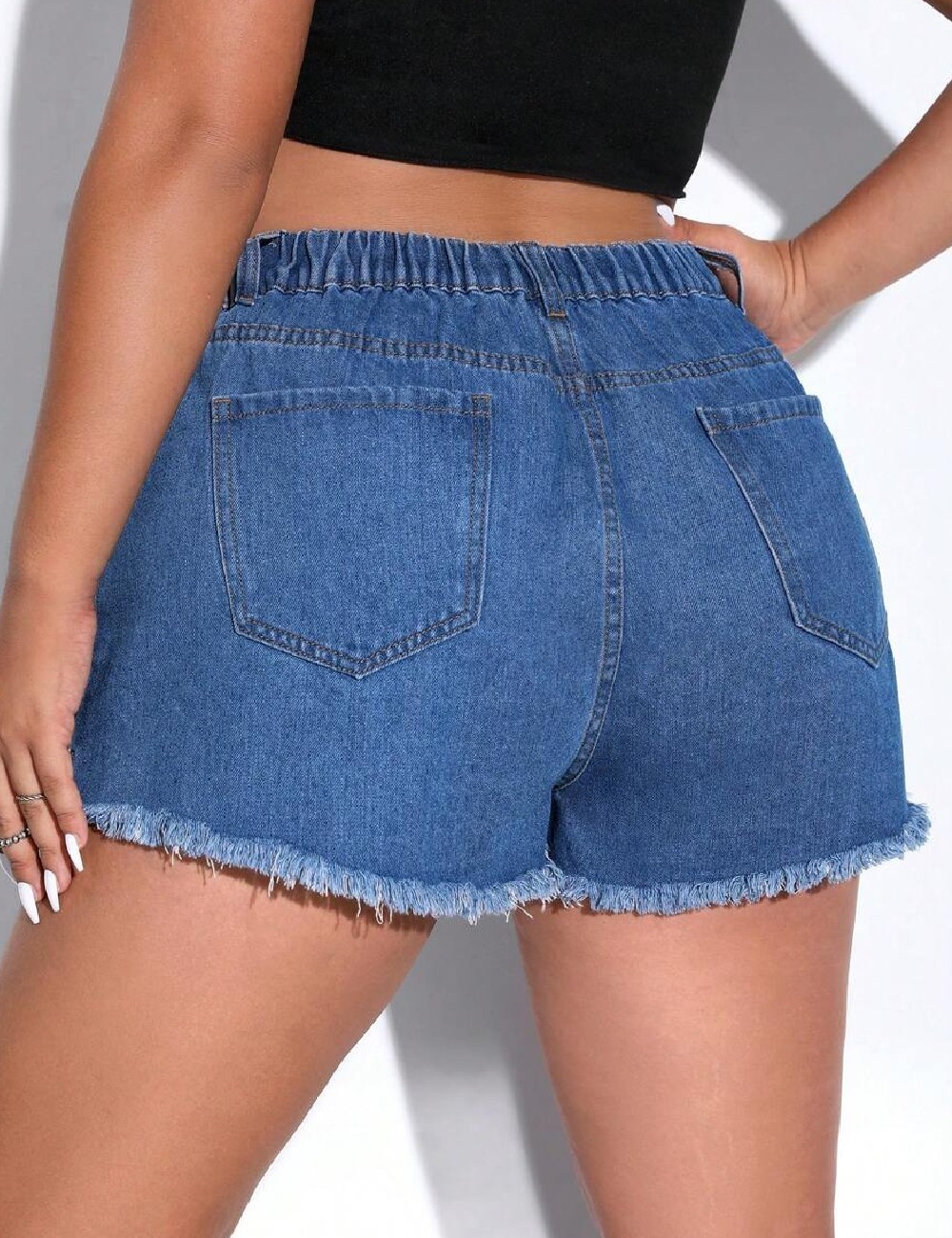 Pantaloni scurti SHEIN CURVE, albastru - 1 | YEO