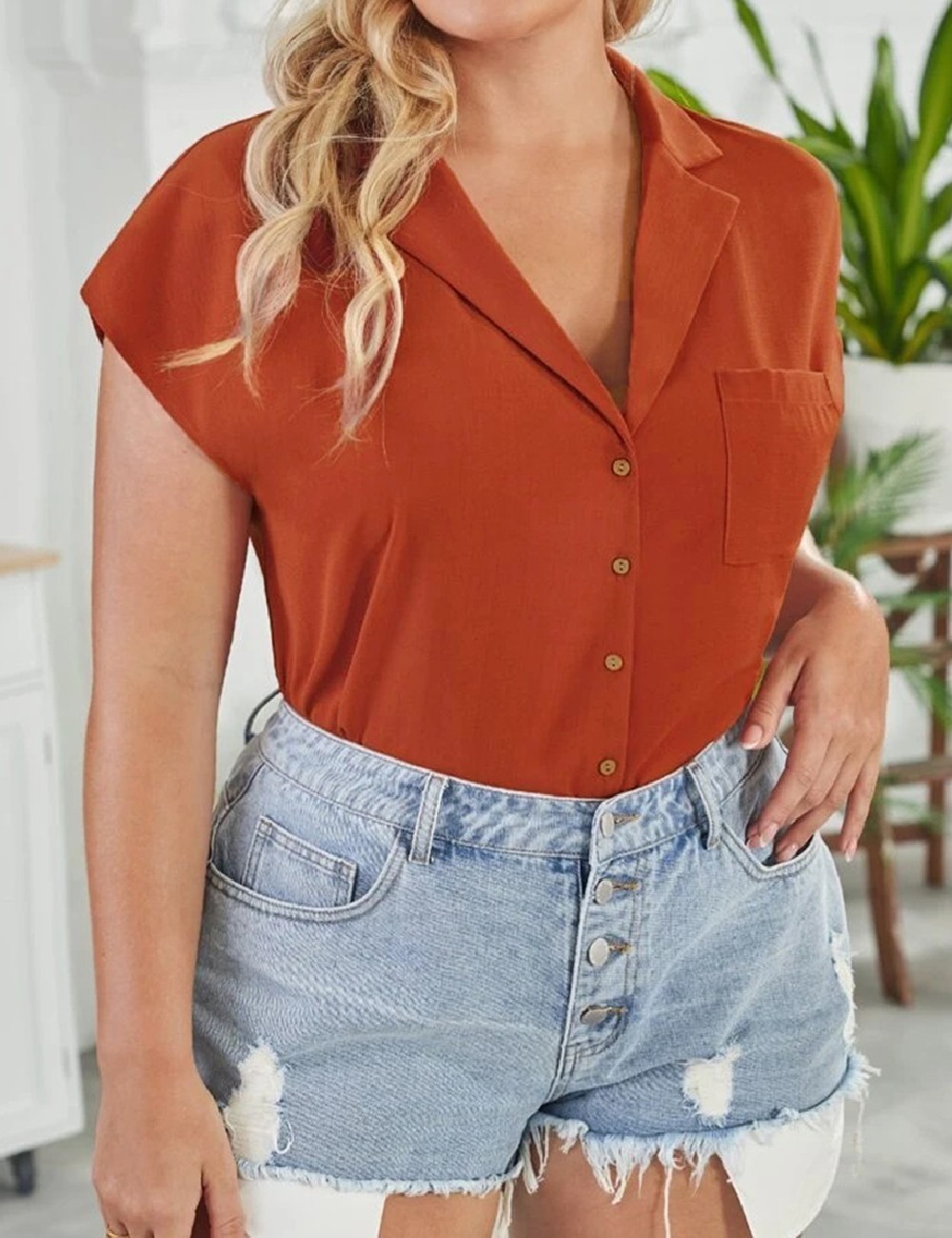 Camasa Emery Rose Curve, caramiziu - 1 | YEO