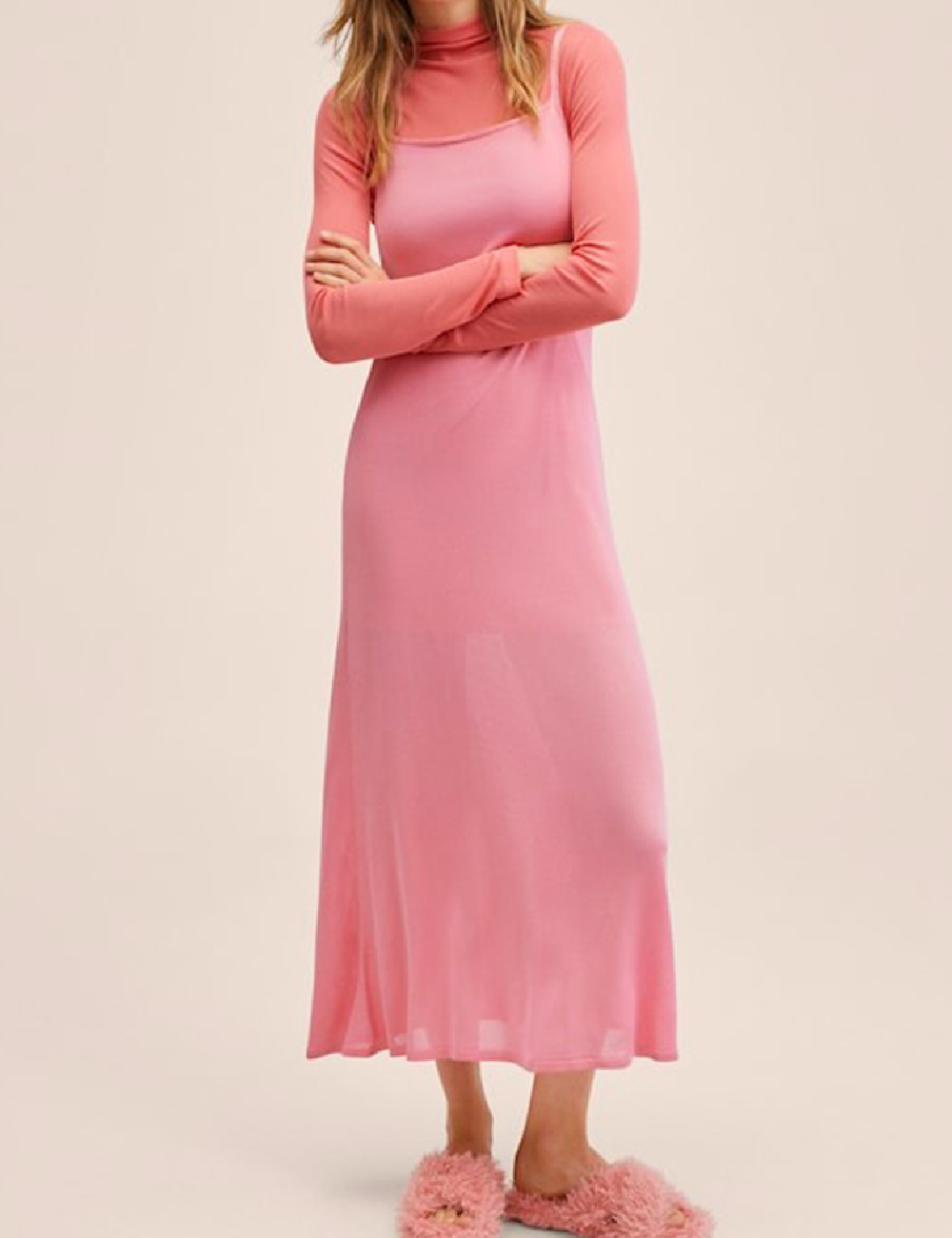 Rochie medie Mango, roz