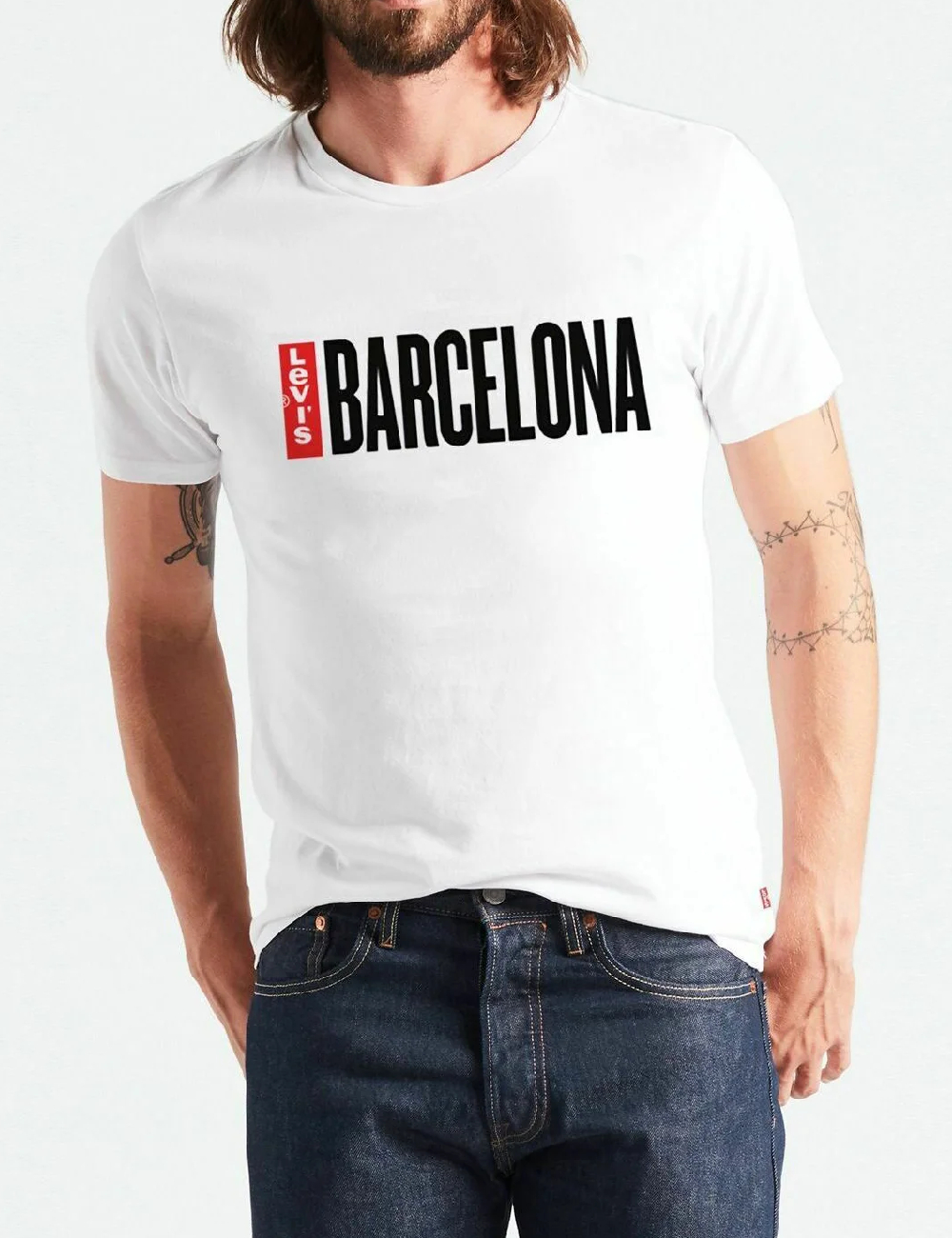 Tricou Levi S Plus Size, alb