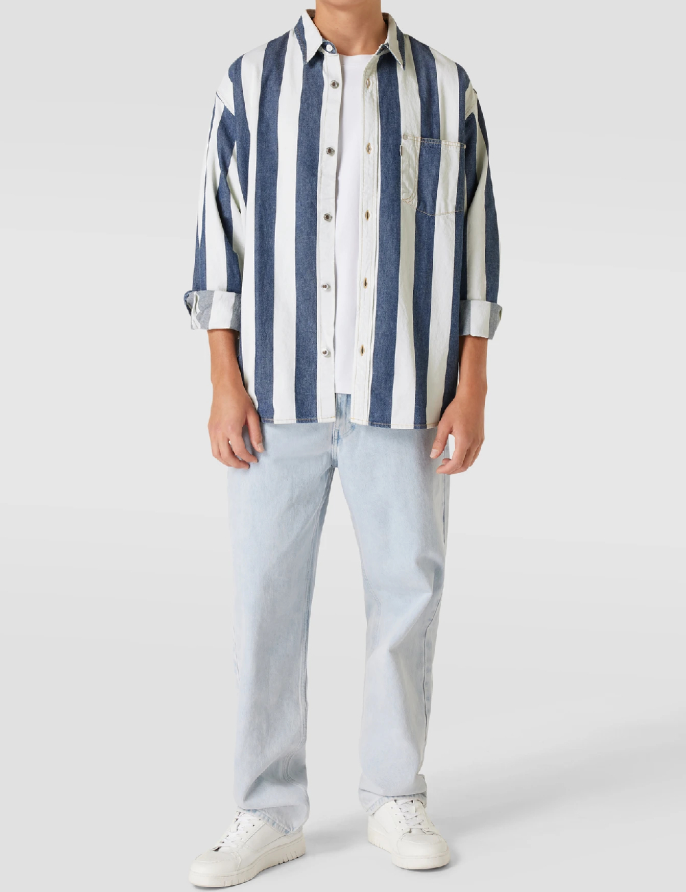 Camasa Levi S, alb/albastru