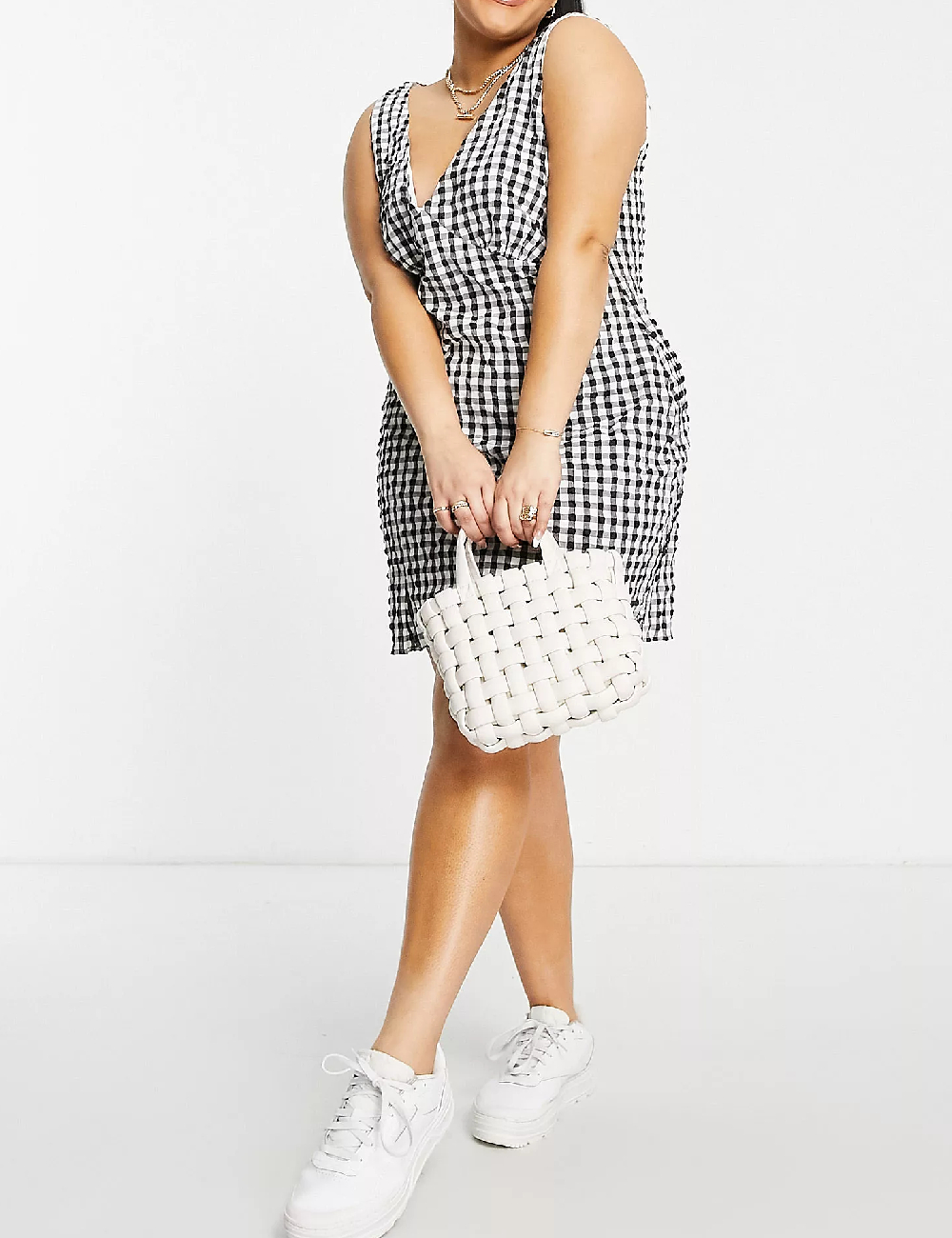 Rochie scurta ASOS Curve, alb/negru