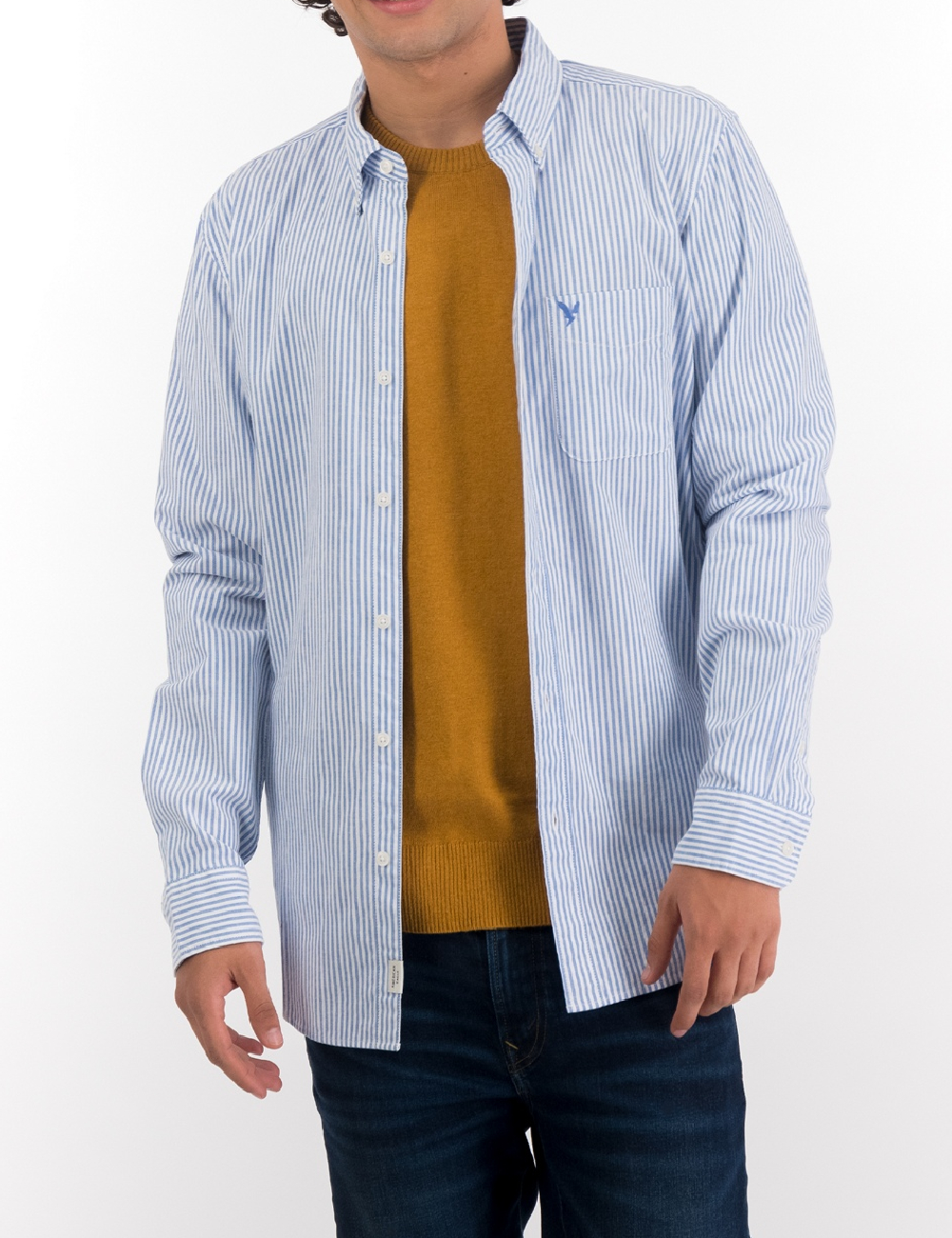 Camasa American Eagle, alb/albastru