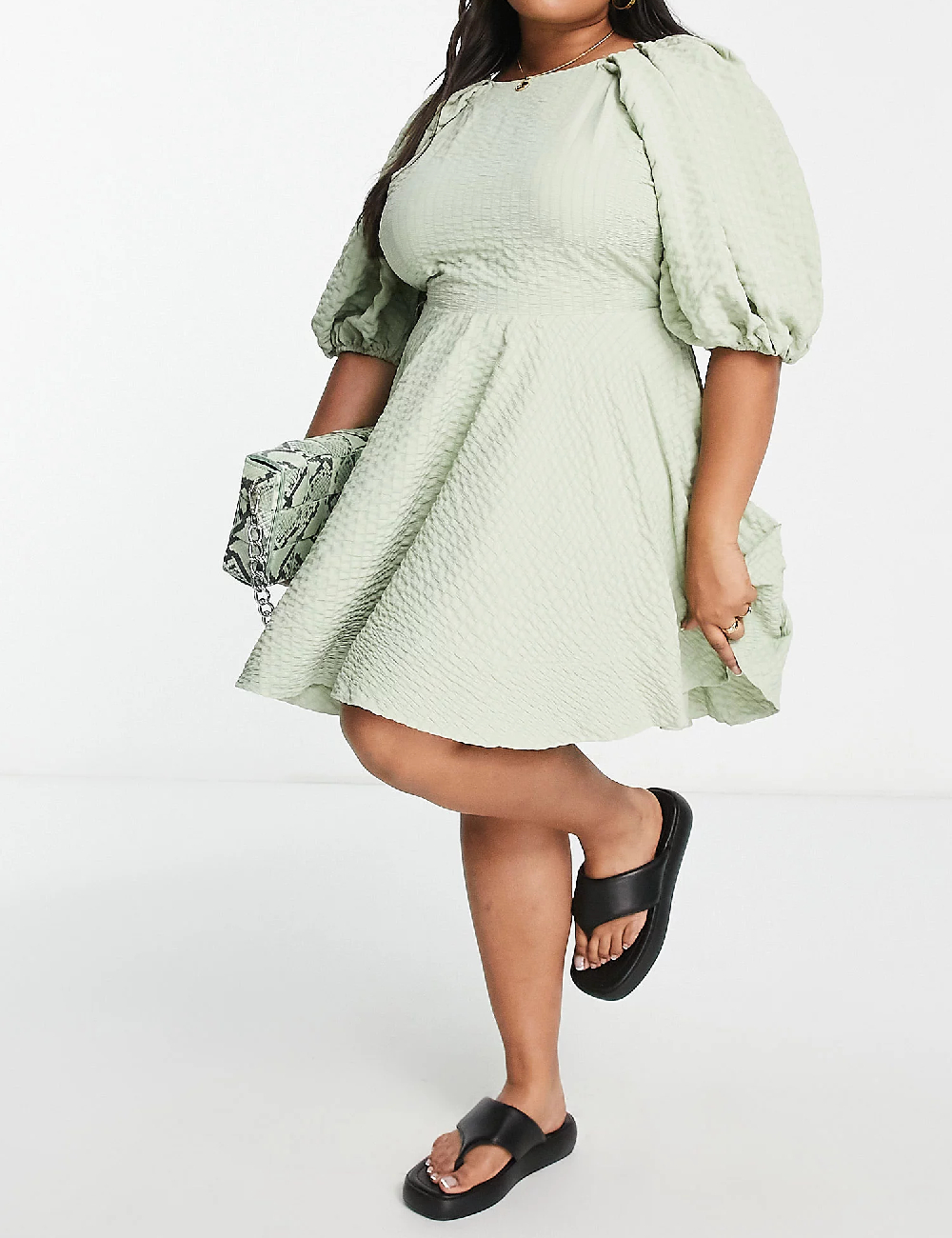 Rochie scurta ASOS Curve, verde