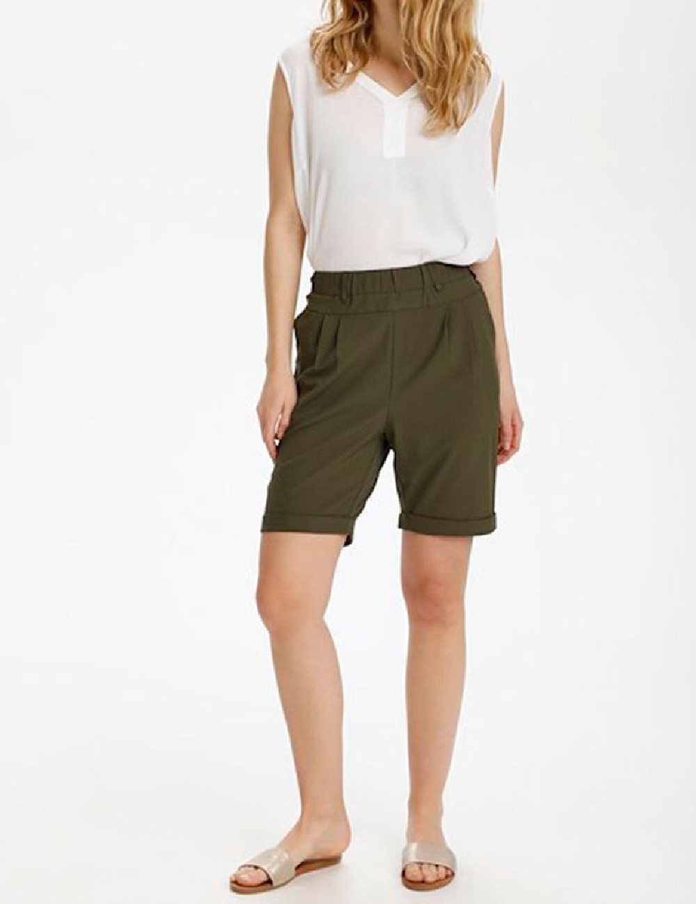Pantaloni scurti Kaffe, kaki - 1 | YEO