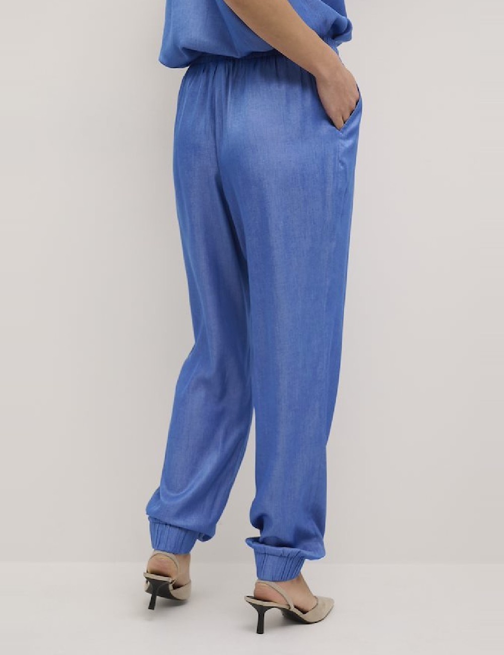 Pantaloni Cream, albastru - 1 | YEO