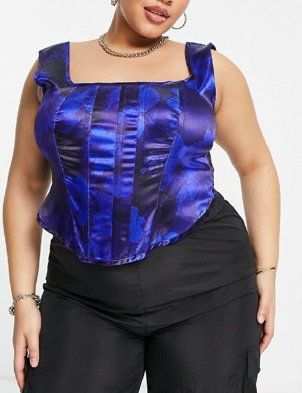Top reclaimed vintage plus size, bleumarin